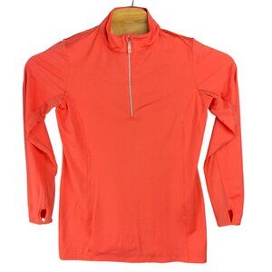 Bette & Court Swing Top Womens M Coral Long Sleeve 1/4 Zip Mesh Panels Textured